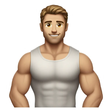 brown haired white man with muscle sticker