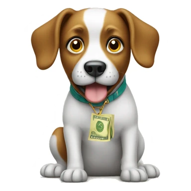 Dog with money sticker