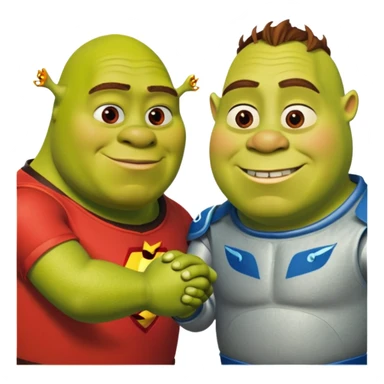 Lightning McQueen and Shrek hold hands sticker