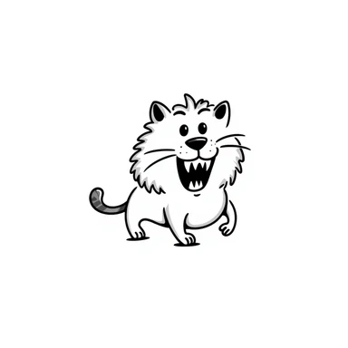 sketch of a saber-toothed cat with ridiculously long canine teeth, dramatic oversized fangs sticker