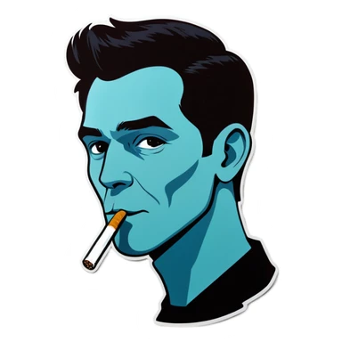 Person with a cigarette in their mouth sticker