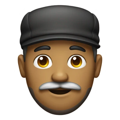 Tan guy wearing a hat with mustache & beard sticker