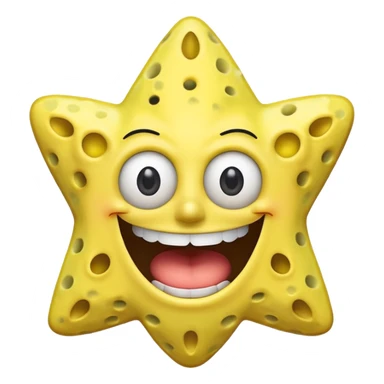 Star face SpongeBob mouth shape open happy sticker