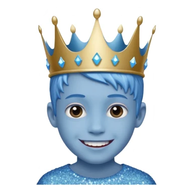 blue Boy glitter crown smile sticker