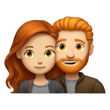 Ginger man hugging a brunette girl sticker