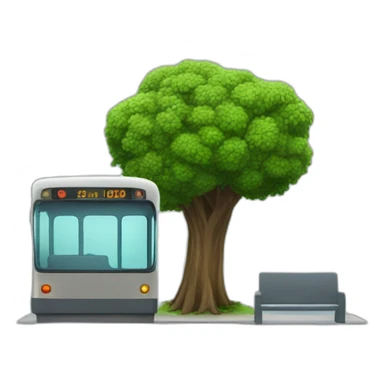 bus stop with a tree on it sticker