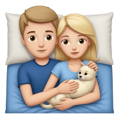 A white girl and a white boy in bed cuddling  sticker