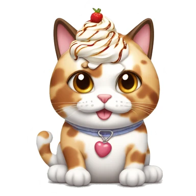 Fat calico cat with sundae sticker