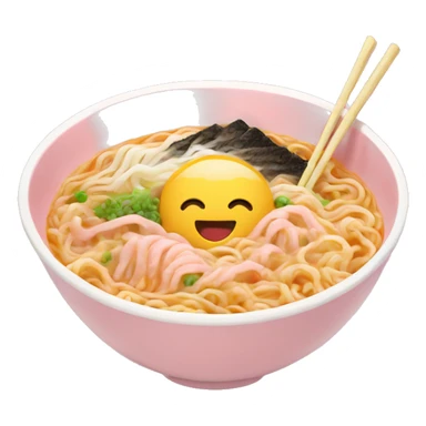 Ramen in a light pink bowl sticker