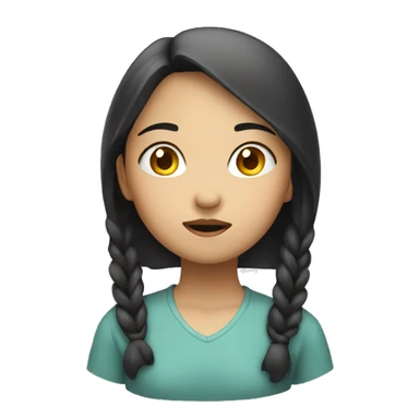 an asian girl thinking, not convinced sticker