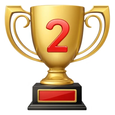 second place trophy with a number two engraved sticker