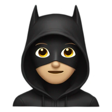Hacker with black batman hoodie with face mask emoji sticker