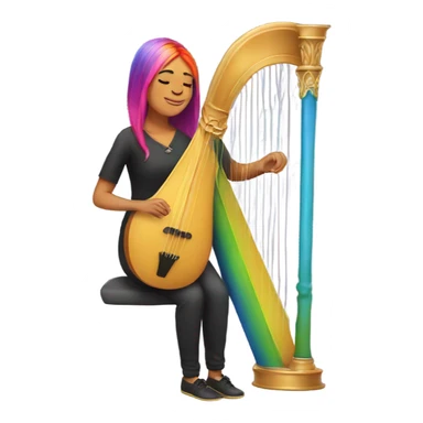 Harpist with rainbow hair sticker