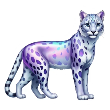 Colorful vibrant transparent iridescent ethereal fantasy-lynx-snow-leopard-animal, full-body sticker
