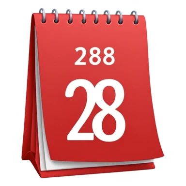 calendar with number 28, red top sticker