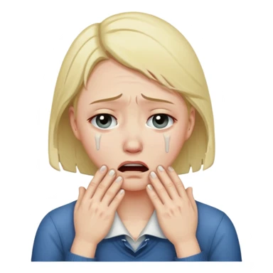 Sobbing face with hands on neck sticker