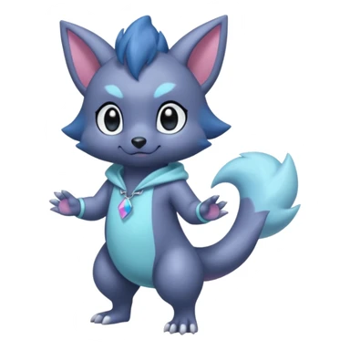 Cute cool handsome baby dark gloomy pastel shiny shimmering smooth soft Poochyena-Zorua-Absol-Salandit-fusion (full body) sticker