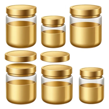 Varios produtos de beleza com tampa dos potes dourados e fundo transparente pra usar como figurinha sticker
