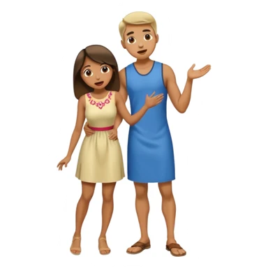 full body of a man on his hands and knees in front of a woman while she stands behind him with her tongue out sticker