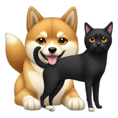 shibainu and black cat lovely sticker