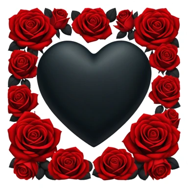 Black heart filled with black and red roses sticker