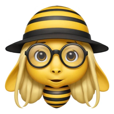 long hair bee with glasses and hat sticker