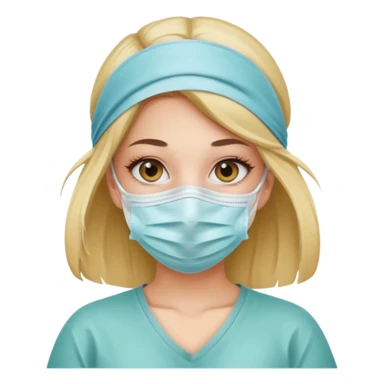 a beautiful girl wearing surgical mask sticker