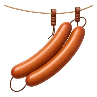 sausages threaded on a string 
Apple emoji style sticker