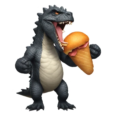 Godzilla eating a chicken drmstick sticker