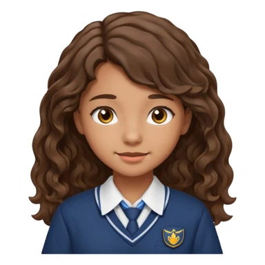 Quiero a una persona morena no tan morena , que sea una adolescente , que lleve uniforme escolar , con un pelo ondulado pero que sea negro castaño,pero no regido , pero que tenga una sonrisa suave, pero que este con un fondo blanco. Pero no tan ondulado tirando para liso y un poco largo sticker