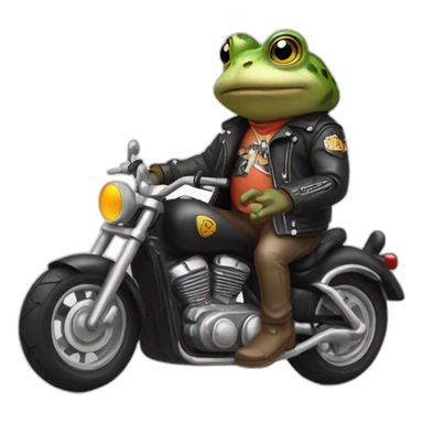Toad in motorbike with rock and roll jacket sticker