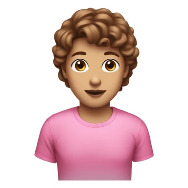 brown hair, pink sparkly t-shirt, huel sticker