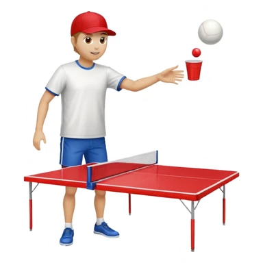 Beer pong table with somebody throwing a ping-pong ball into a red plastic cup sticker