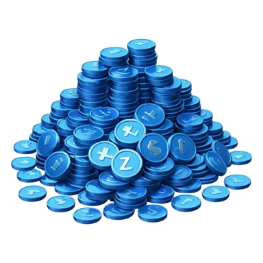 large pile of blue coins sticker