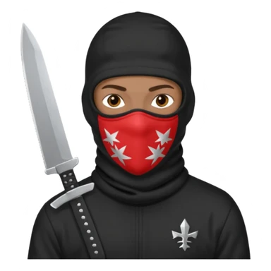 Black person with English appearance wearing a Trapstar balaclava, holding a black machete knife sticker
