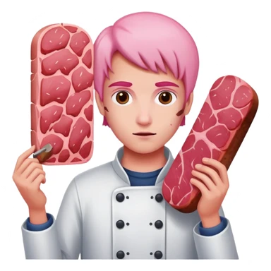pink artist painting a SPAM meat portrait landscape  sticker