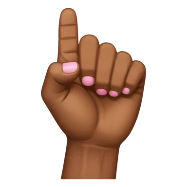 Brown skin hand with all fingers in a fist except for the pinky sticker