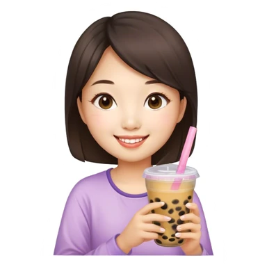 Girl drinking a bubble tea sticker