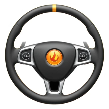 a black steering wheel of a car and only in the center is a flame, nowhere else sticker
