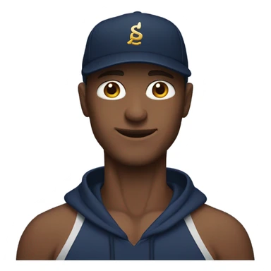 Man with muscles wearing a navy blue hoodie and hat  sticker