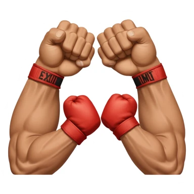a sideways view of two sets of hands boxing sticker