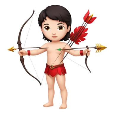 Full body Cupid with a bow and dark hair sticker