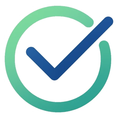 mobile app icon for Habit Loop, stylized checkmark forming a loop, fresh green and blue, minimal, no text sticker