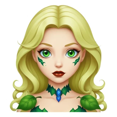 poison ivy girl with green lips and with blonde hair with blue eyeballs sticker