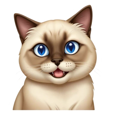 Cinematic Cute Yawning Siamese Cat Portrait Emoji, Head tilted slightly with a dramatic, wide-open yawn, sleek cream-colored fur with contrasting dark points on the ears, face, paws, and tail, piercing sapphire-blue eyes that are barely open, Simplified yet irresistibly adorable features, highly detailed, glowing with a soft, cozy glow, high shine, relaxed yet expressive, stylized with a touch of whimsy, bright and endearing, soft glowing outline, capturing the essence of a sleepy yet affectionate kitty, so drowsy it feels like it could stretch right out of the screen and curl up for a nap! sticker