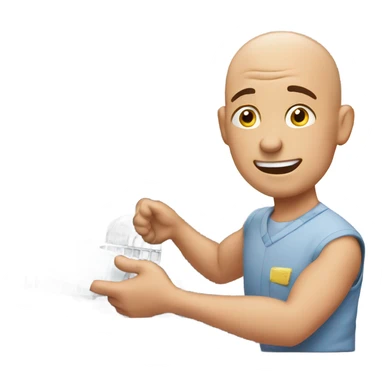 Bald man fixing dishwasher  sticker