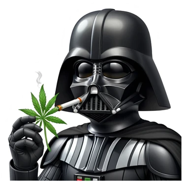 darth vader with a weed bong attached to his mask sticker
