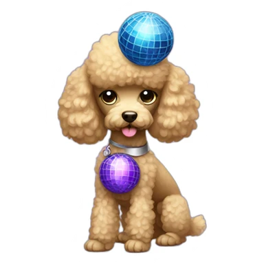 Poodle with dumbbell and disco ball sticker