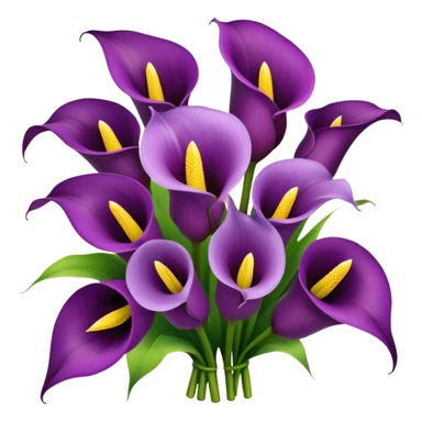 Bouquet of purple calla lilies with tiny yellow circular flowers in between sticker
