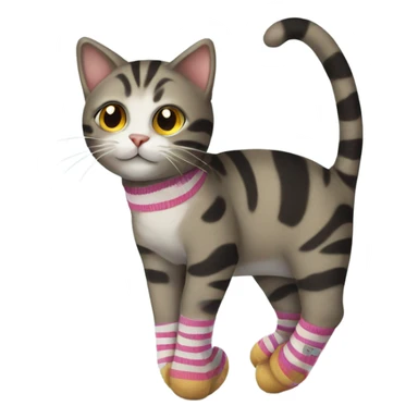 Cat wearing stripped socks sticker